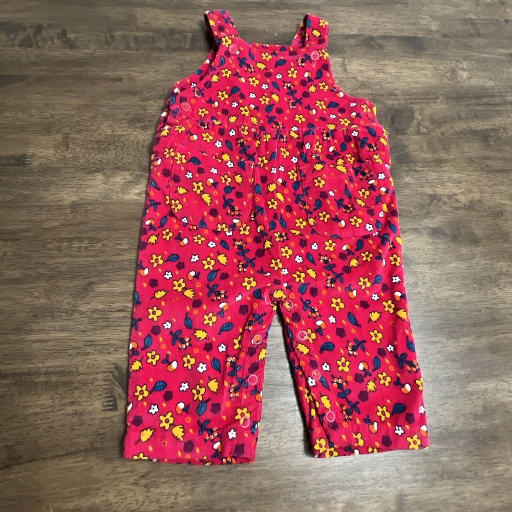 Vintage Little North West Blue Overalls Corduroy Floral Flowers‎ Pink 0-6 Months